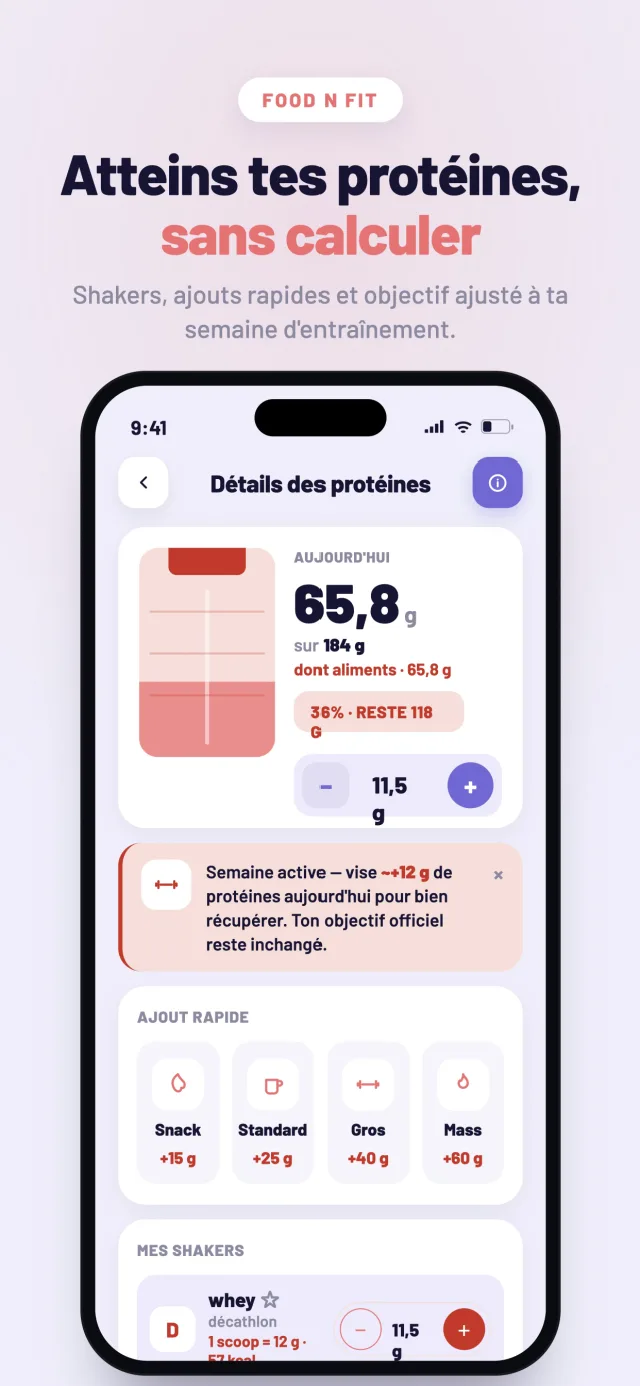 Atteins tes protéines sans calculer — shakers et ajouts rapides